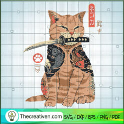 Cat With Knife SVG, Japan Cat SVG, Cat SVG