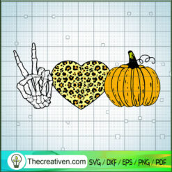 Peace Love Pumpkin SVG, Hear Leopard SVG, Halloween SVG