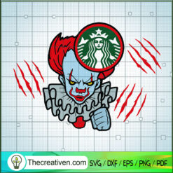Clown Starbucks SVG, Pennywise SVG, Halloween SVG