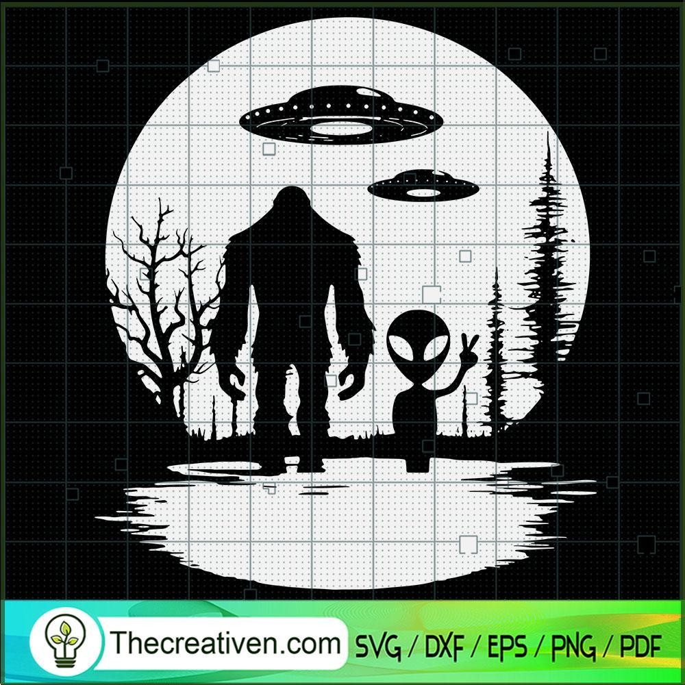 Bigfoot And Alien SVG, UFO SVG, Hiking With Alien SVG 1 Bigfoot And Alien SVG, UFO SVG, Hiking With Alien SVG