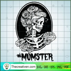 Momster SVG, Floral Skull SVG, Mom Skull SVG
