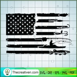 America Fishing SVG, Hocked Fishing SVG, USA Flag SVG