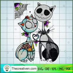 Jack And Sally Cat Halloween SVG, Scary Cat SVG, Halloween SVG