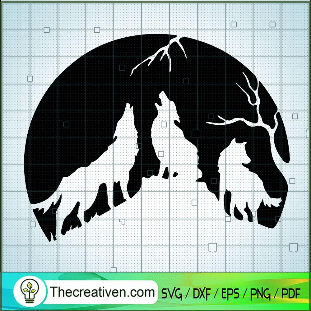 Howling Wolf SVG, Wolf SVG, Mountain SVG 1 Howling Wolf SVG, Wolf SVG, Mountain SVG