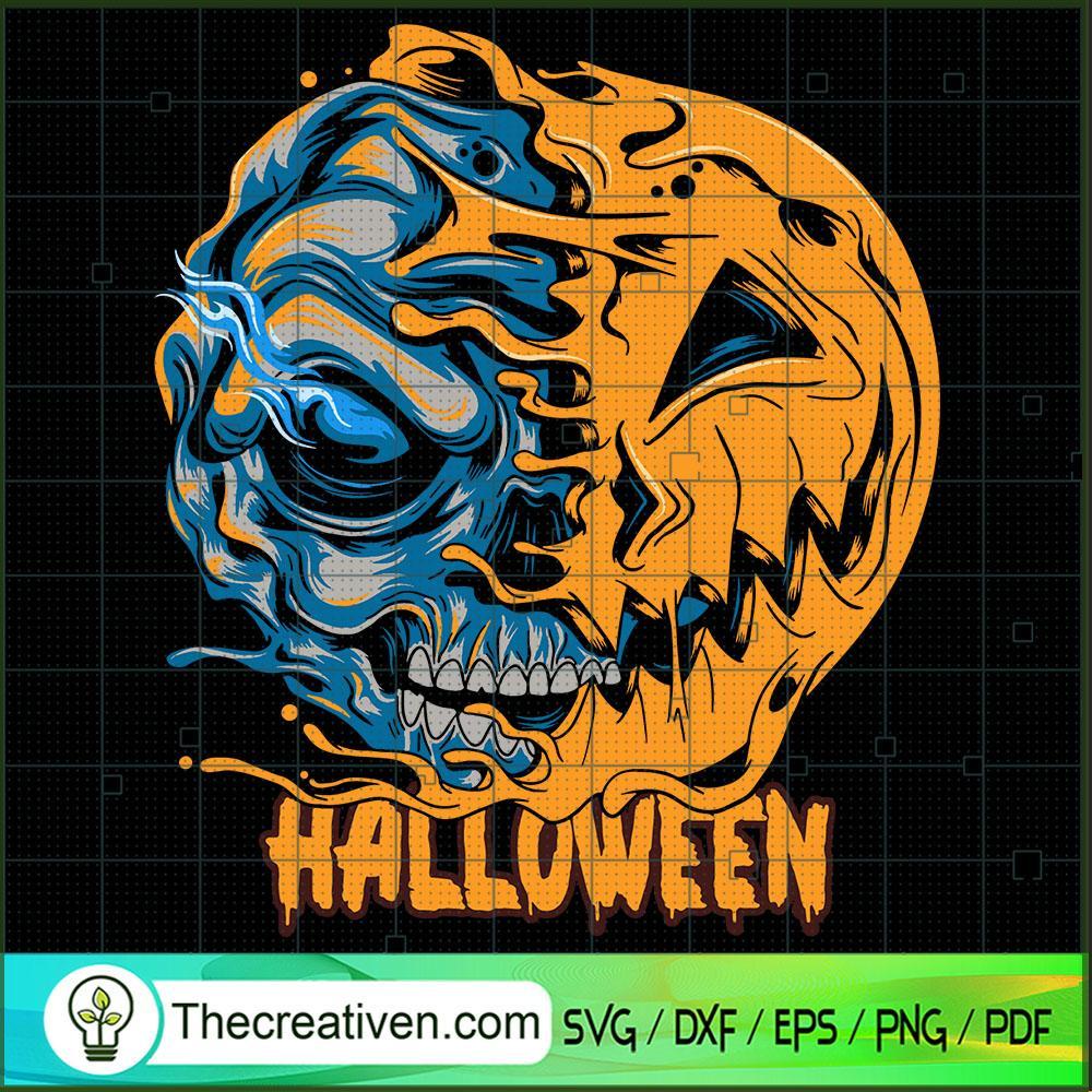 Halloween Skull Pumpkin SVG, Scary SVG, Halloween SVG 1 Halloween Skull Pumpkin SVG, Scary SVG, Halloween SVG