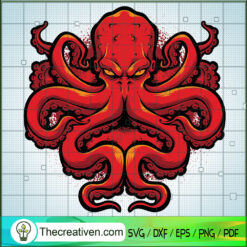 Angry Red Octopus SVG, Octopus SVG, Octopus Logo SVG