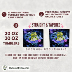 Frog Love Flower Full Tumbler Wrap Tumbler Wrap – Digital Download - Image 2