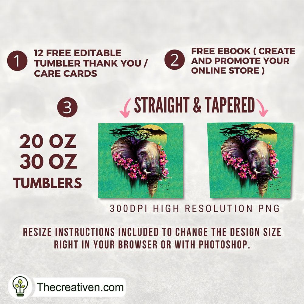 Elephant Nature Full Tumbler Wrap Tumbler Wrap – Digital Download 2 Elephant Nature Full Tumbler Wrap Tumbler Wrap – Digital Download - Image 2