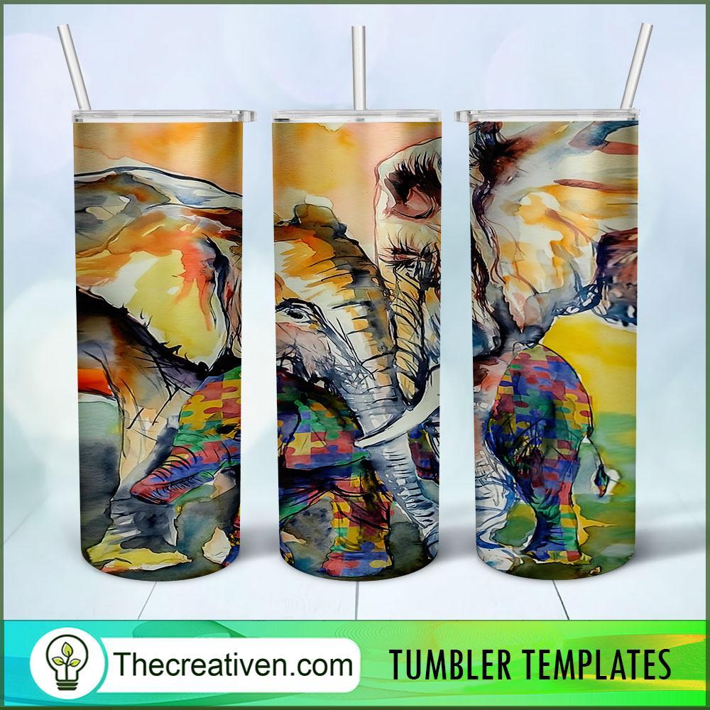Elephant Love Austim Full Tumbler Wrap Tumbler Wrap – Digital Download 1 Elephant Love Austim Full Tumbler Wrap Tumbler Wrap – Digital Download
