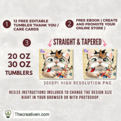 Cat Love Butterfly Full Tumbler Wrap Tumbler Wrap – Digital Download 3 Cat Love Butterfly Full Tumbler Wrap Tumbler Wrap – Digital Download - Image 2