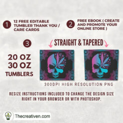 Skull Cannabis Full Tumbler Wrap Tumbler Wrap – Digital Download - Image 2
