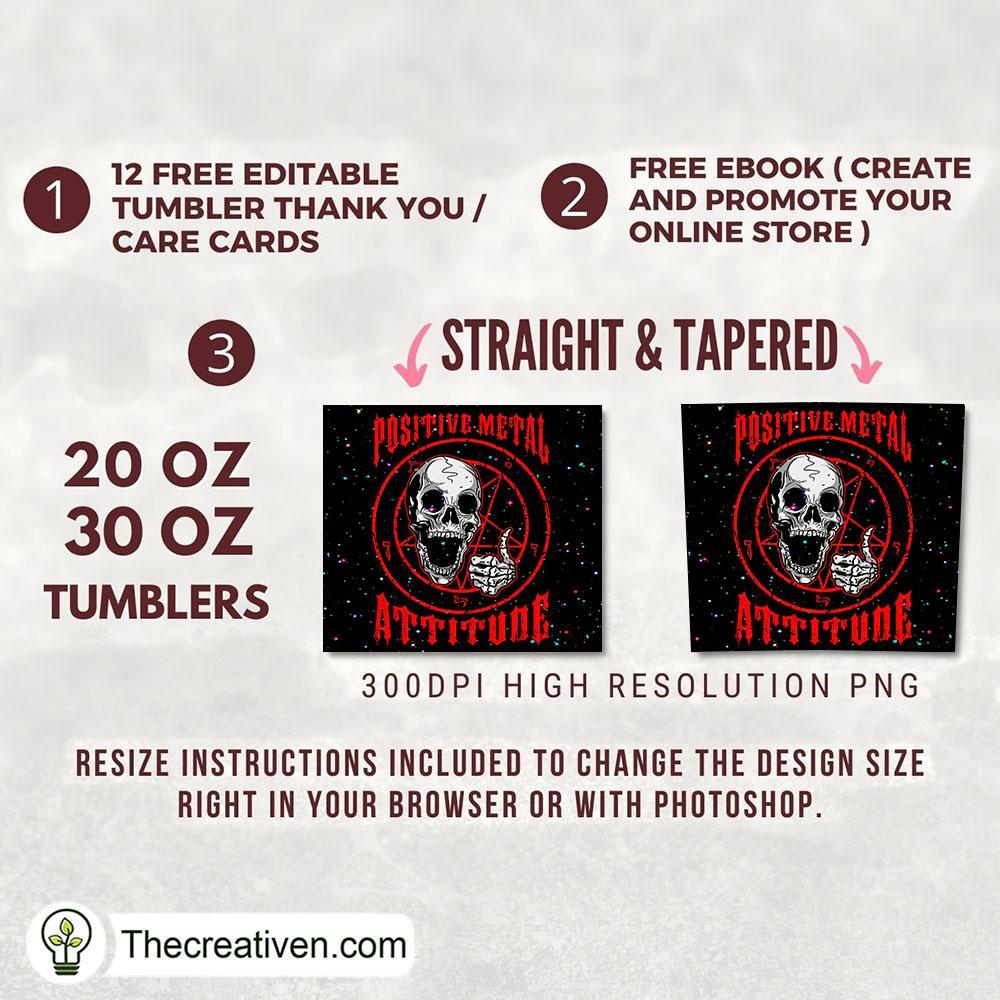 Positive Metal Attitude Skull Tumbler Wrap Download 2 Positive Metal Attitude Skull Tumbler Wrap Download - Image 2