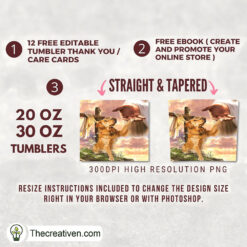 Jesus and Golden Retriever Full Tumbler Wrap, 20oz Skinny Straight, Skinny 20oz, PNG Digital File 3 50 copy 2