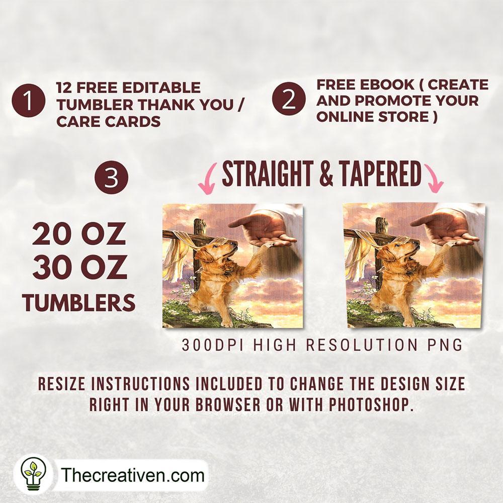Jesus and Golden Retriever Full Tumbler Wrap, 20oz Skinny Straight, Skinny 20oz, PNG Digital File 2 50 copy 2
