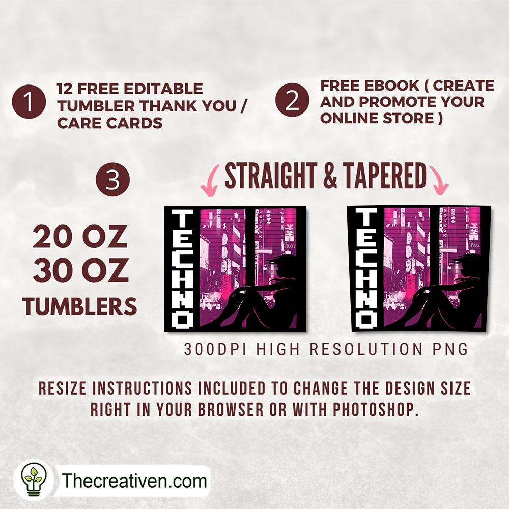 Techno Music Full Tumbler Wrap Tumbler Wrap – Digital Download 2 Techno Music Full Tumbler Wrap Tumbler Wrap – Digital Download - Image 2