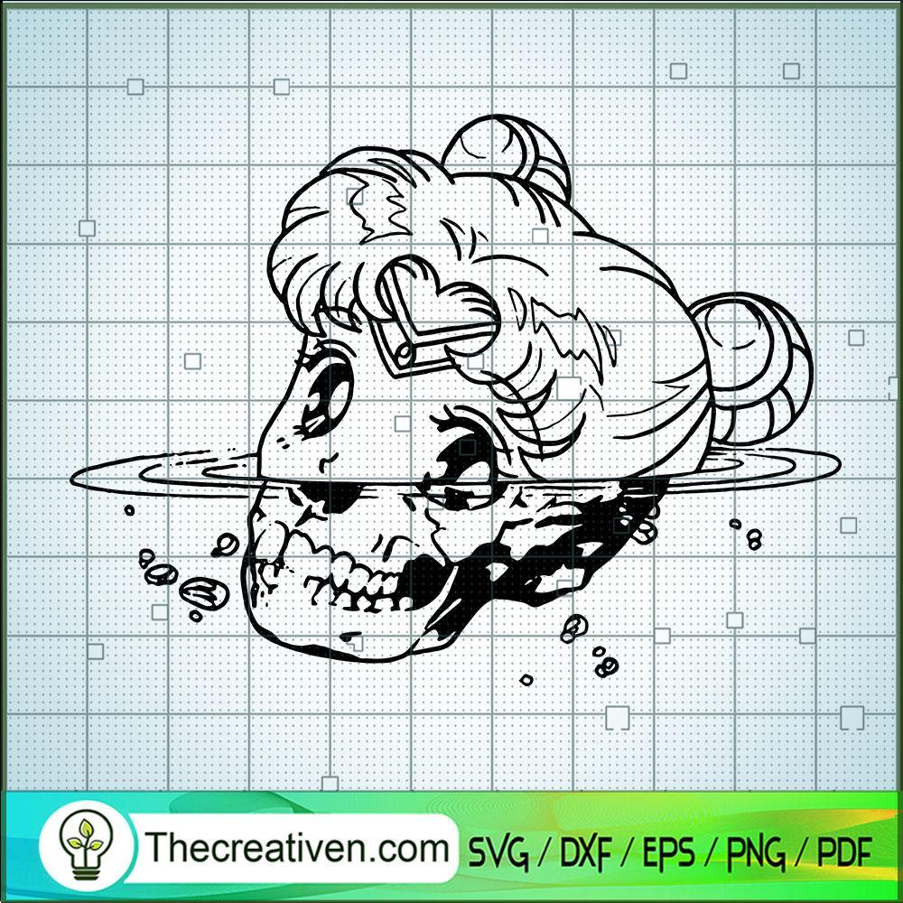 Sailor Moon Half Skull SVG Cut File for Cricut & Silho Design 51316 1 Sailor Moon Half Skull SVG Cut File for Cricut & Silho Design 51316