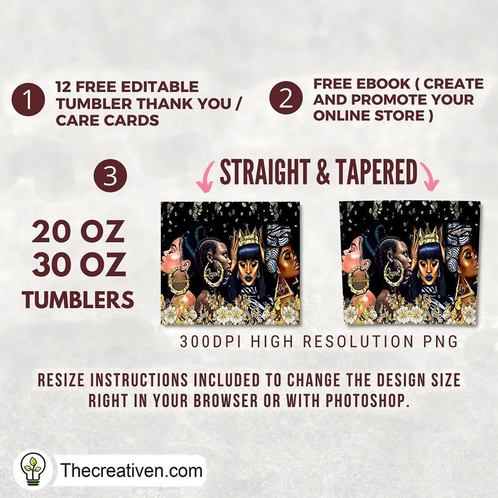 Melanin Queen Full Tumbler Wrap Tumbler Wrap – Digital Download 2 Melanin Queen Full Tumbler Wrap Tumbler Wrap – Digital Download - Image 2