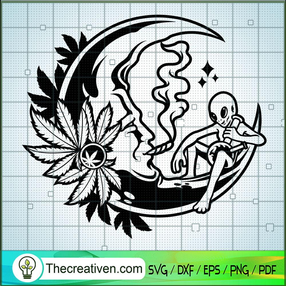 Moon And Alien Smoking SVG, Smoke Weed SVG, Cannabis SVG 1 Moon And Alien Smoking SVG, Smoke Weed SVG, Cannabis SVG