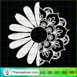 Flower Half Pattern SVG, Flower SVG, Plants SVG