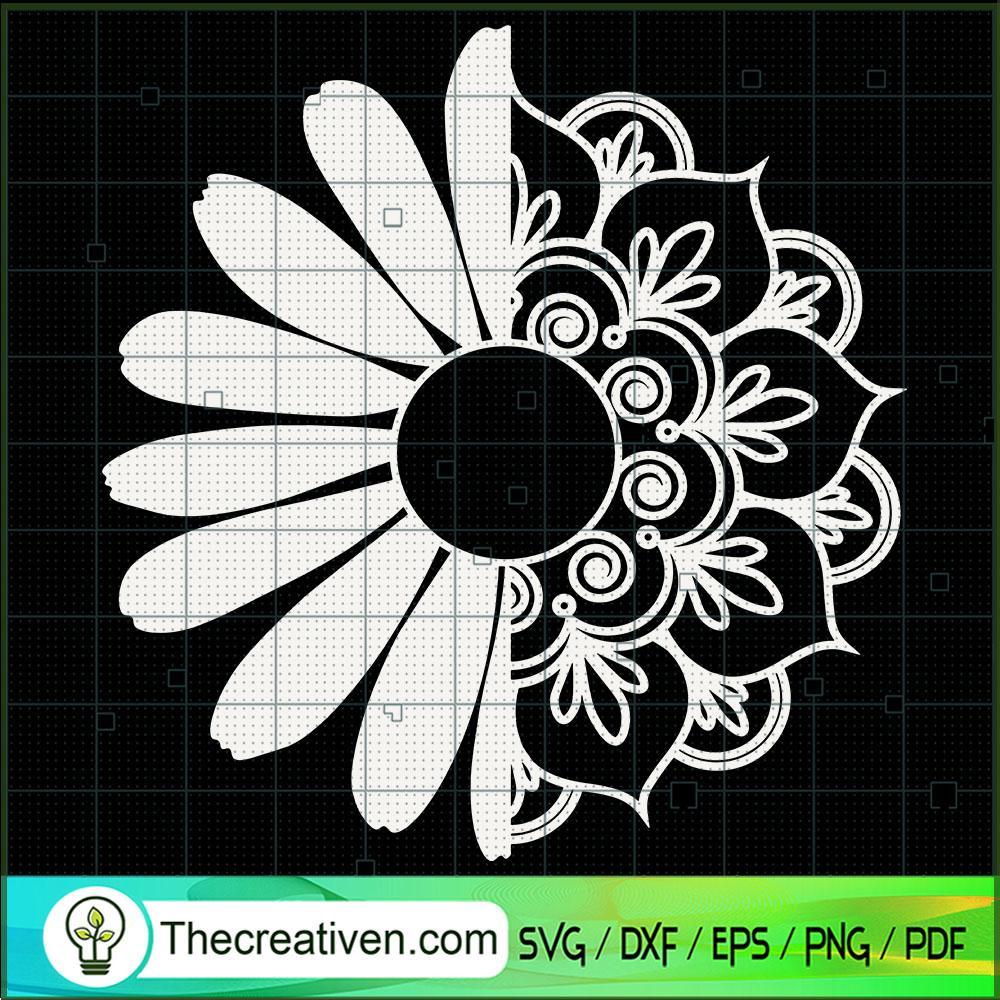 Flower Half Pattern SVG, Flower SVG, Plants SVG 1 Flower Half Pattern SVG, Flower SVG, Plants SVG