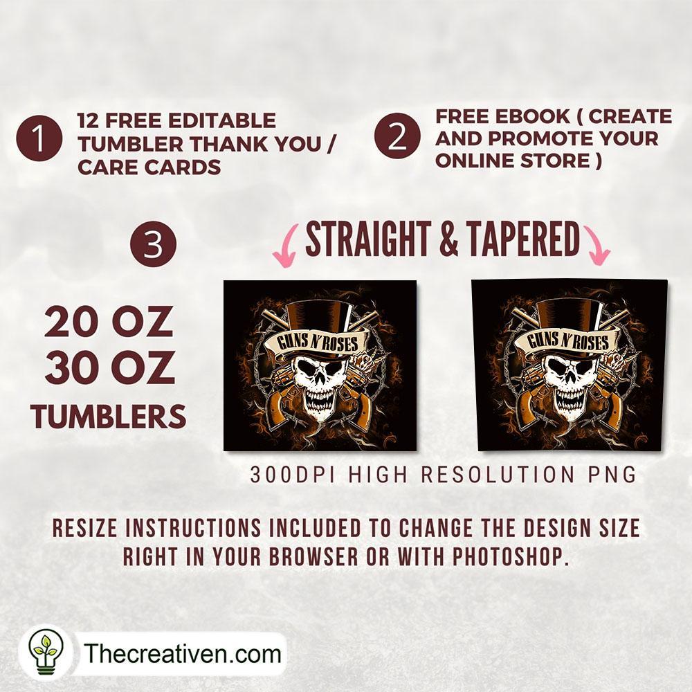 Guns N' Roses Skull Full Tumbler Wrap Tumbler Wrap – Digital Download 2 Guns N' Roses Skull Full Tumbler Wrap Tumbler Wrap – Digital Download - Image 2
