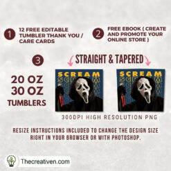Alternative view of Scream Ghost Horror Full Tumbler Wrap Tumbler Wrap – Digital Download
