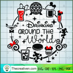 Drinking Around The World SVG, Disney Mickey SVG, Mickey Drinking SVG