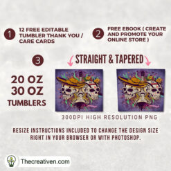 Alternative view of Double Skull Guitar Full Tumbler Wrap Tumbler Wrap – Digital Download