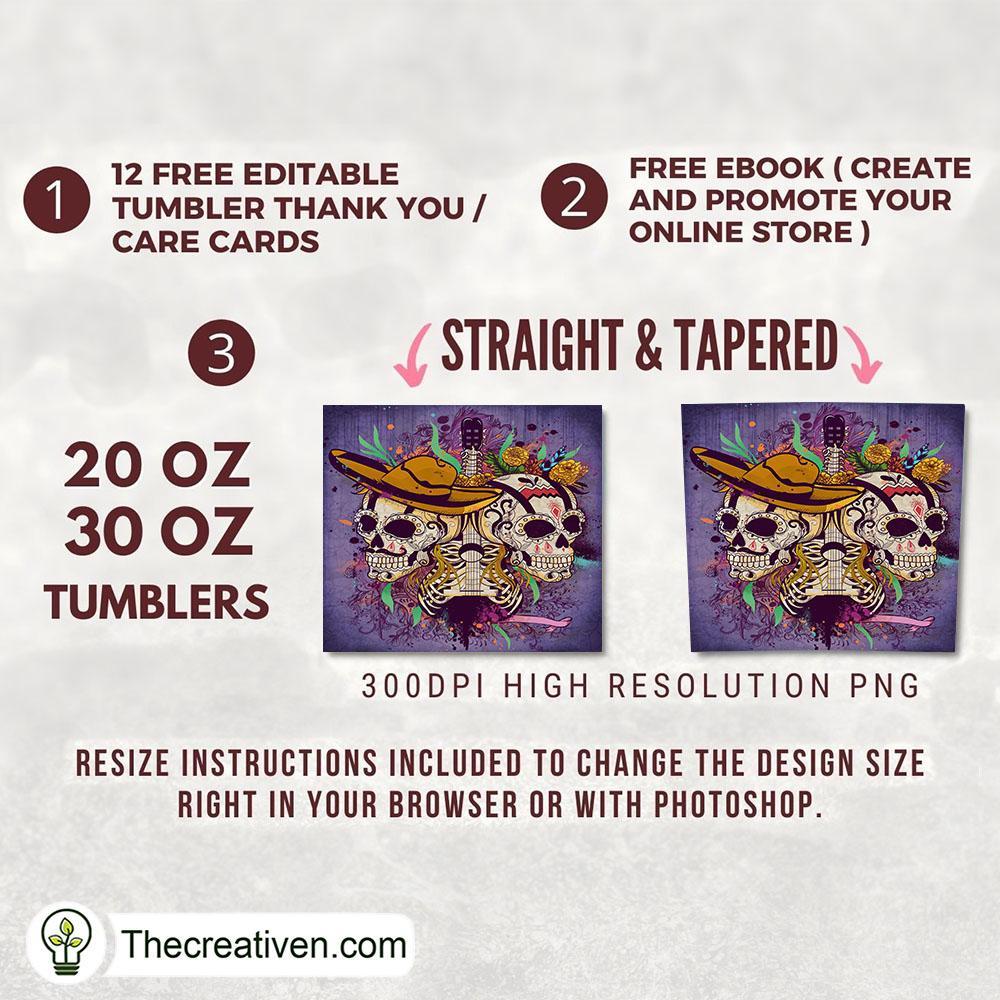 Double Skull Guitar Full Tumbler Wrap Tumbler Wrap – Digital Download 2 Double Skull Guitar Full Tumbler Wrap Tumbler Wrap – Digital Download - Image 2