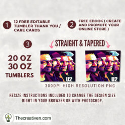 Alternative view of U2 Rock Band Full Tumbler Wrap Tumbler Wrap – Digital Download