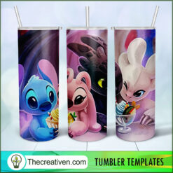 Stitch and Toothless Full Tumbler Wrap Tumbler Wrap – Digital Download
