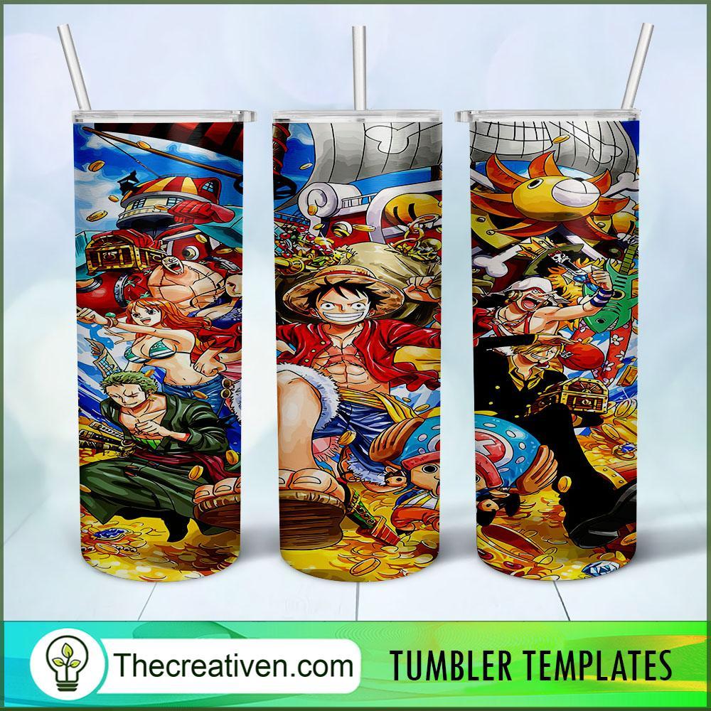One Piece Straw Hat Pirates Full Tumbler Wrap, 20oz Skinny Straight, Skinny 20oz, PNG Digital File 1 mockup 0050