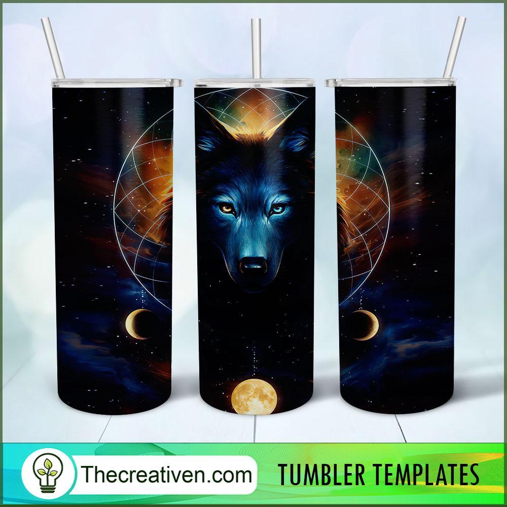 Loup Galaxie Full Tumbler Wrap, 20oz Skinny Straight, Skinny 20oz, PNG Digital File 1 mockup 0049