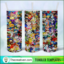All Character Cartoon Full Tum Tumbler Wrap Download
