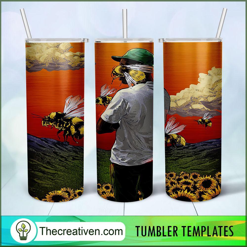 Bee Man Full Tumbler Wrap, 20oz Skinny Straight, Skinny 20oz, PNG Digital File 1 mockup 0036