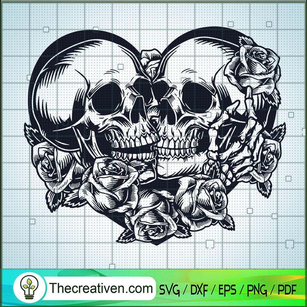 Double Skull Heart SVG Cut File for Cricut & Silhouette 1 Double Skull Heart SVG Cut File for Cricut & Silhouette