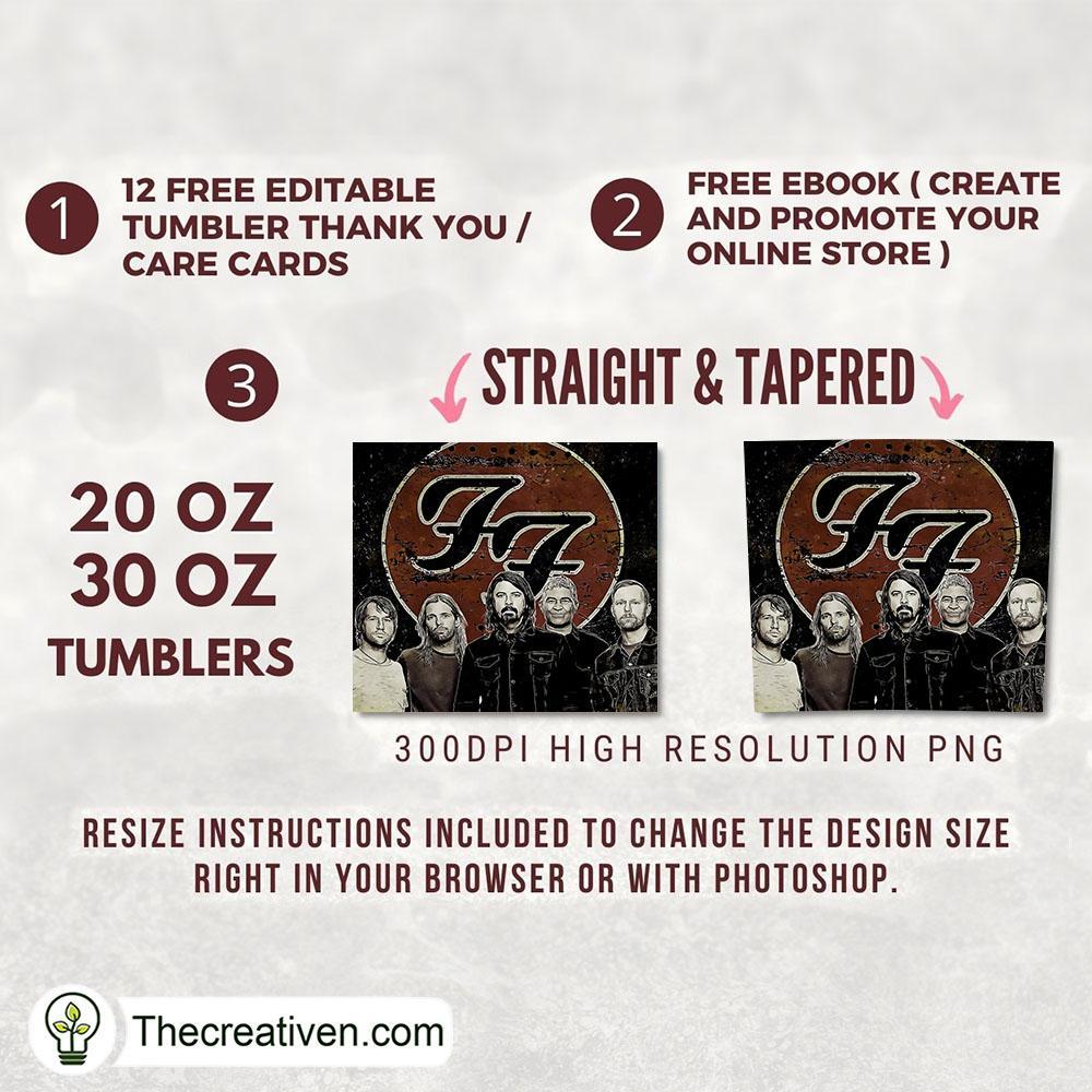 Foo fighters Band Full Tumbler Wrap, 20oz Skinny Straight, Skinny 20oz, PNG Digital File 2 skin 0023
