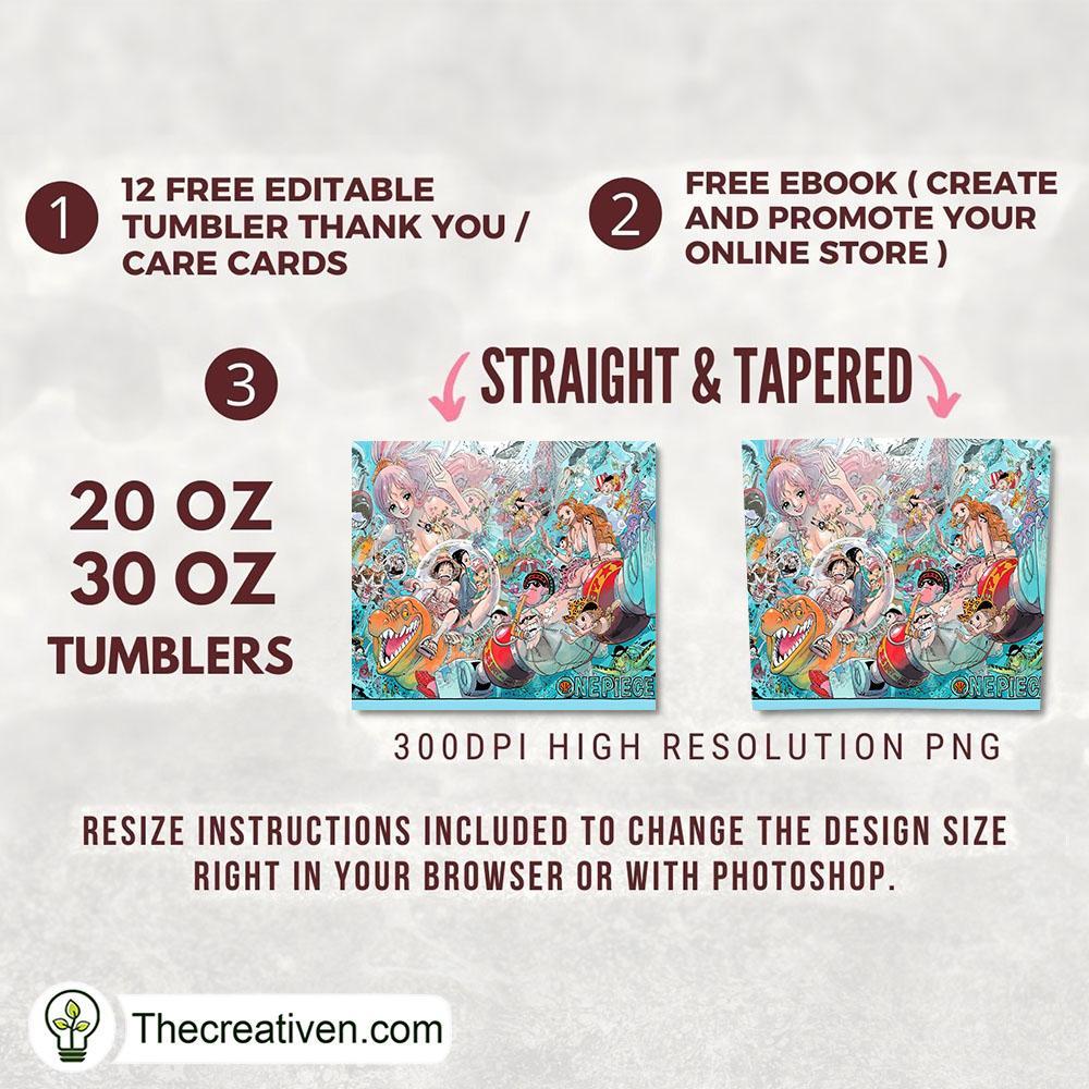 One Piece and Friends Full Tumbler Wrap, 20oz Skinny Straight, Skinny 20oz, PNG Digital File 2 skin 0020