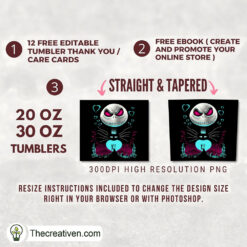 Alternative view of Jack Skelington Love Full Tumbler Wrap Tumbler Wrap – Digital Download