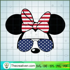 Minnie USA Flag Bow SVG Cut File for Cricut & Silhouet Design 50186