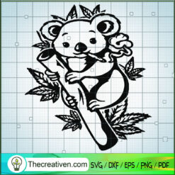 Koala Smoke Weed SVG, Koala Cannabis SVG, Leaf SVG