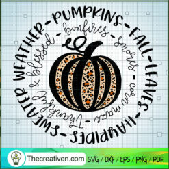 Weather Pumpkin Fall Leaves SVG, Pumpkin SVG, Halloween Fall SVG