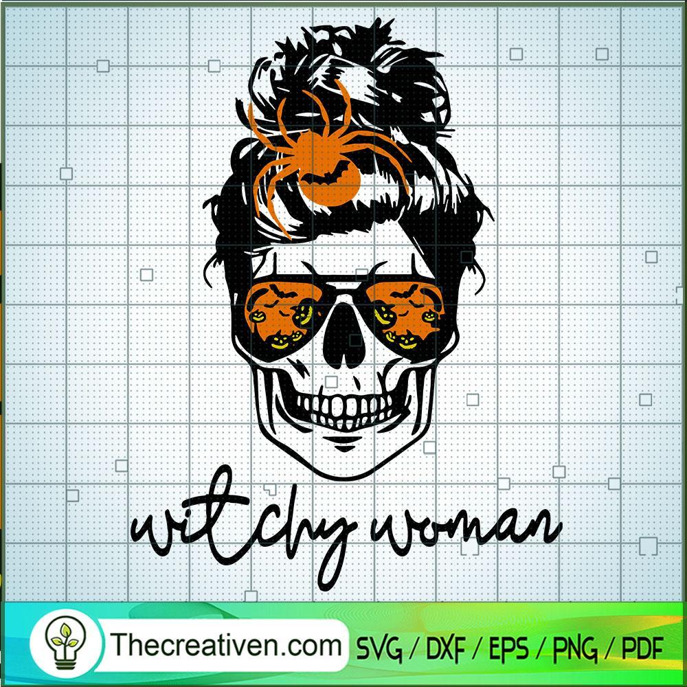 Witchy Woman SVG, Skull Messy Bun SVG, Halloween SVG 1 Witchy Woman SVG, Skull Messy Bun SVG, Halloween SVG