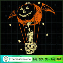 Skull Hot Air Ballon SVG, Skull Fly SVG, Halloween Ballon SVG