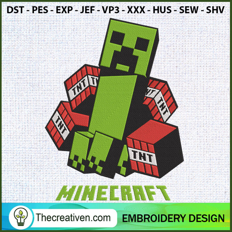 Creeper TNT Embroidery Designs, Minecraft Machine Embroidery Design