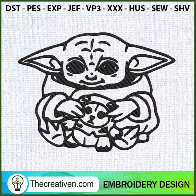 Baby Yoda With Teddy Bear Embroidery Designs, Baby Yoda Machine