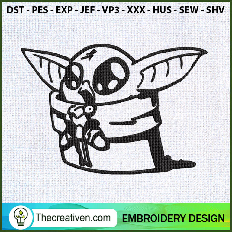 Baby Yoda Cry Embroidery Designs, Baby Yoda Machine Embroidery Design
