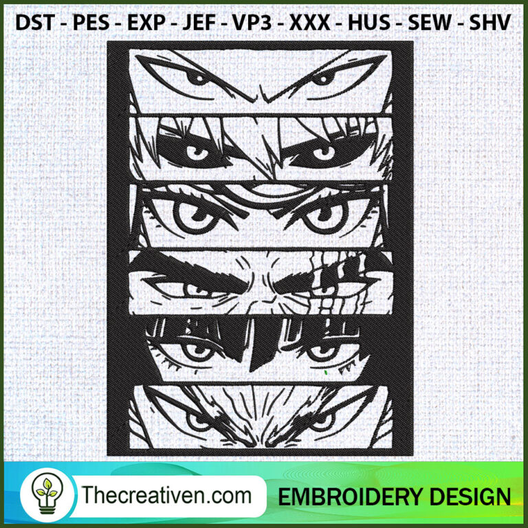 Anime Characters Eyes Embroidery Designs, Anime Machine Embroidery